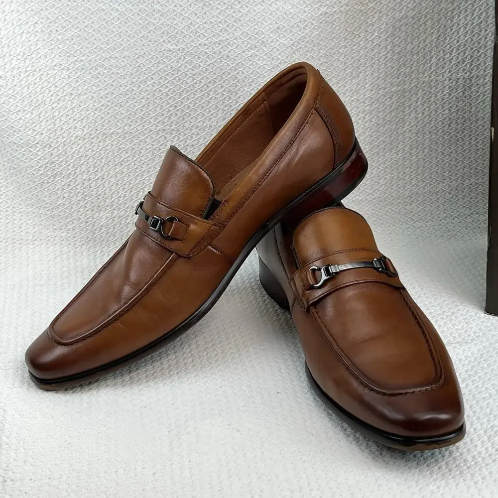 Florsheim Men’s 15184-221 Leather Bit Loafers Cognac Brown 11D Dress Shoes